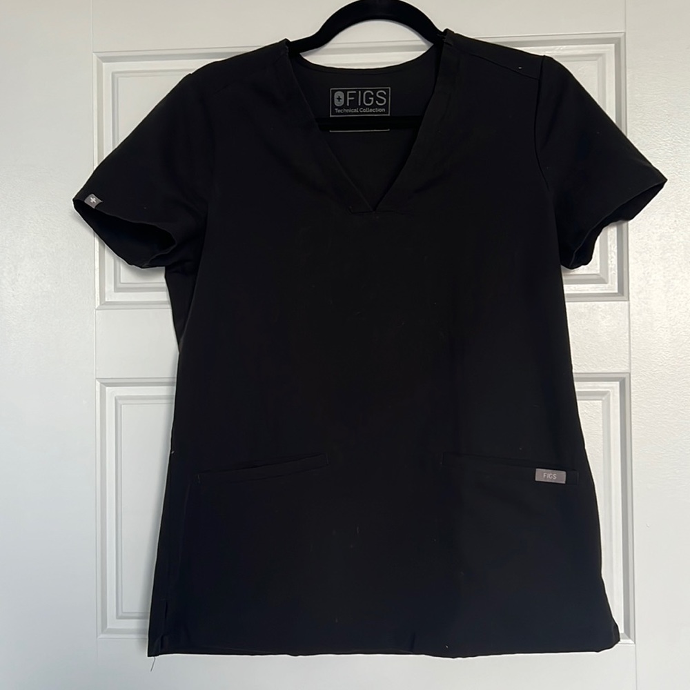 Figs XS Casma Scrub Top Black